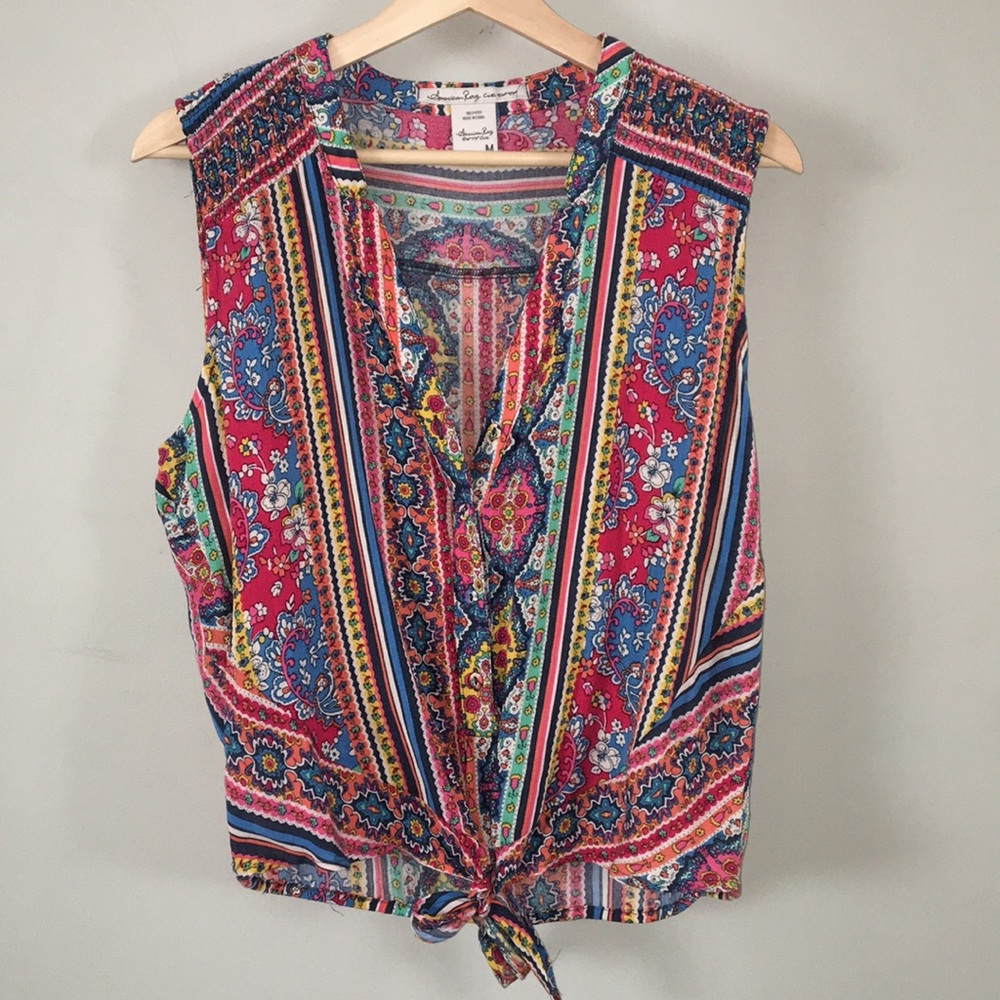 Colorful button up blouse